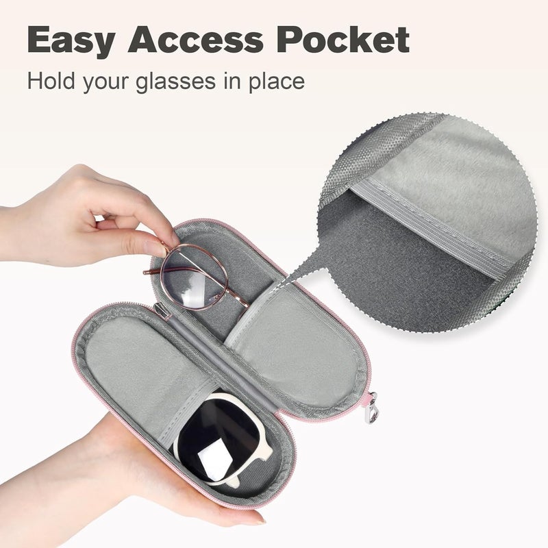 Huvon Double Eyeglasses Case, Dual Glasses Sunglasses Organizer with Zipper Closure, Eyewear Storage Box for Men Women Travel - Image 3